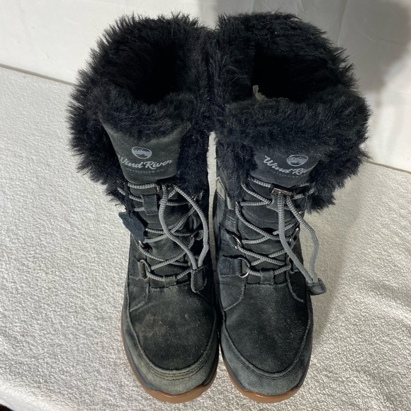 Wind River Black Suede Hyper-Dri Insulated Pull On Lace Up Winter Boots 9 - Picture 10 of 13